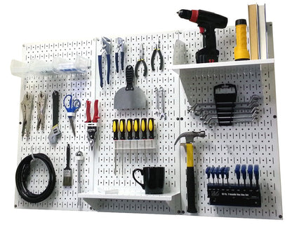 Wall Control Pegboard Organizer 4 ft. Metal Standard Tool Storage Kit With White Toolboard and Accessories - 30-P-3232W