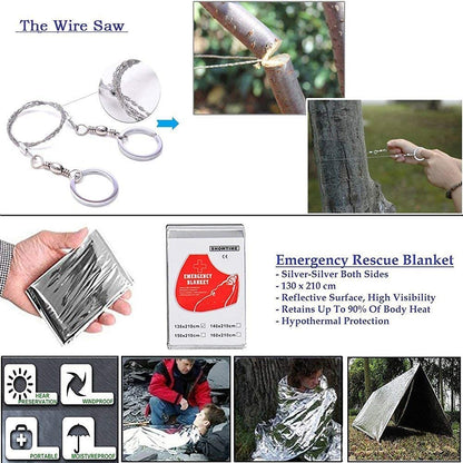 Tianers 16pcs Emergency Survival Kit, Compact Survival Tactical Gear, Cool EDC Survival Tool for Cars, Camping, Hiking, Hunting, Fishing, Adventure Accessorie for Men Husband Dad Friend