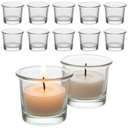 Biedermann & Sons Oyster Glass Tealight and Votive Candle Holders, Clear, 2 x 2 Inch - Set of 12