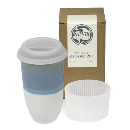 NOVA CERAMICS Travel Coffee Tumbler – Travel Mug - On the Go Coffee Mug – Microwave & Dishwasher Safe Green CoffeeTumbler - Gifts For Women Men Him Her – 16oz – Lagoon