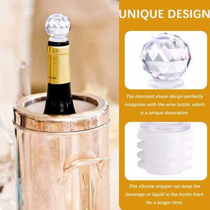10Pcs Acrylic Bottle Stopper Decorative Wine Stoppers Crystal Clear With Airtight Silicone For Wine,Beverages,Soda,Champagne,Liquors,Oils
