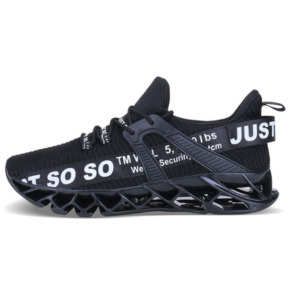 JSLEAP Men Running Shoes Walking Athletic for Men Casual Slip Fashion Sports Outdoor Shoes Black White,US 6.5