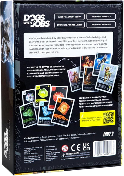 Dogs With Jobs – Drafting Card Game for 2–5 Players – Recruit Working Dogs Tackle Jobs &amp Outscore Rivals – 15–30 Minutes for Gamers and Families – Ages 7+ - Lab 380