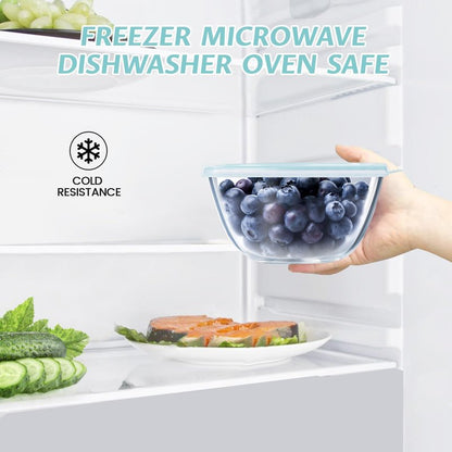 Luvan Glass Mixing Bowls with Lids Set(4.5QT, 2.7QT, 1.1QT)-Large Glass Mixing Bowls, Clear Salad Bowl for Baking, Cooking, Serving, Food Prep, 3PC Nesting Bowls for Kitchen Storage & Dishwasher Safe