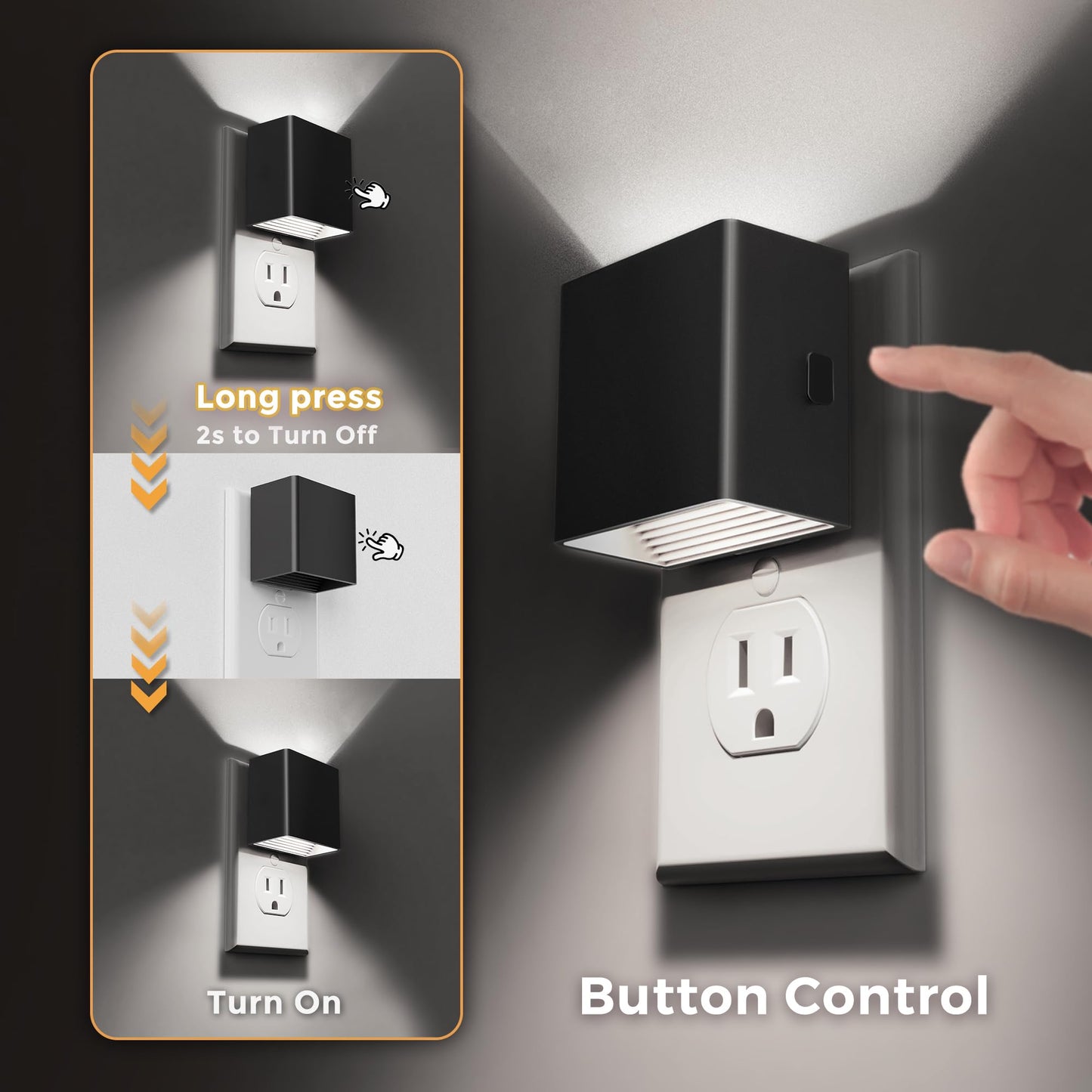 L LOHAS LED Night Lights Plug into Wall,[2-Pack] Plug in Night Light with Dusk to Dawn Sensor,Brightness Adjustable,3000K Warm White,Dimmable Nightlight for Adults Bathroom Hallway Kitchen