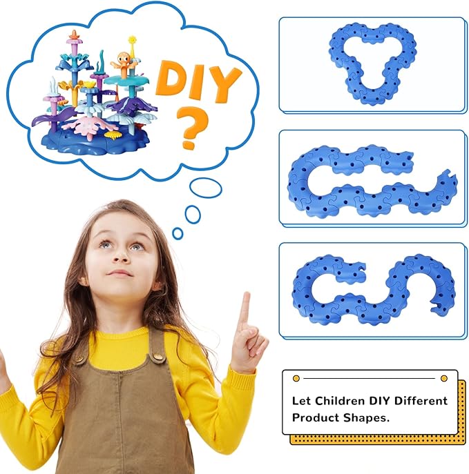 Coral Garden Flower Building Toys for for Toddlers 3-5 Year OldUpgrade DIY Building Blocks Toys for Ages 2-4 GirlsEducational STEM Christmas Birthday Gift for Kids(76PCS)