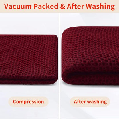 Homaxy 100% Cotton Waffle Weave Kitchen Dish Towels, Ultra Soft Absorbent Quick Drying Cleaning Towel, 13 x 28 Inches, 4-Pack, Burgundy
