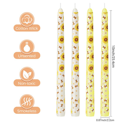 4Pack 10 Inch Print Taper Candles for Halloween and Fall Harvest, Unscented Dripless Candlesticks for Dinner Party Thanksgiving Sport Event and Home Decoration