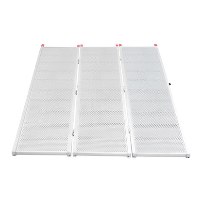 VEVOR Aluminum Trailer Ramps, 76 x 54 in Tri-Folding Truck Ramps with Straps & Non-Slip Rubber Fingers, 1500LBS Capacity ATV Loading Ramps for Pickup Trucks, Motorcycles, Lawn Mowers, Tractors, Carts
