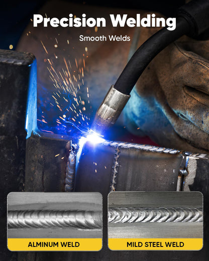 H HZXVOGEN MIG Welder, 250Amp 6 in 1 Gas MIG/Flux Core MIG/Stick/Lift TIG/Spot welding/Spool Gun 110V/220V Aluminum Multi Process Professional Welding Machine with LED Digital Display, 2T/4T