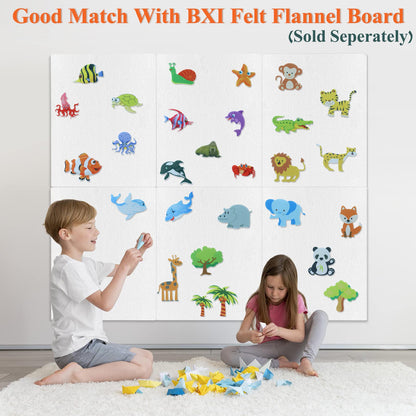 BXI 30 Pcs Ocean Felt Board Story Pieces Set for Toddlers, Preschool & Kindergarten, Precut Felt Marine Life Figures for Preschool Crafts Activity Early Learning Storytelling