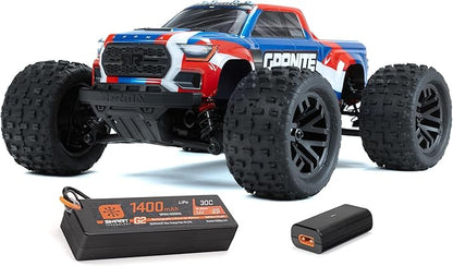 ARRMA RC Truck 1/18 Granite GROM MEGA 380 Brushed 4X4 Monster Truck RTR with Battery &amp Charger Blue ARA2102T1