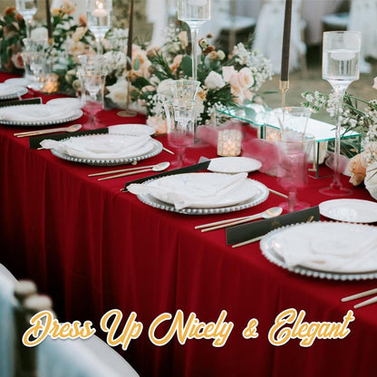 BRILLMAX 8 Pack Burgundy Tablecloths 60 x 126 Inch for 8ft Rectangle Tables - 150 GSM Polyester Fabric, 15" Standard Drop, Water, Stain & Wrinkle Resistant Cloth Cover for Wedding Dining Buffet