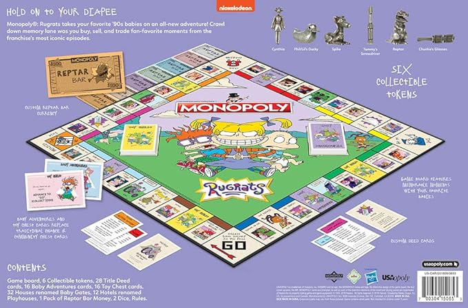 Monopoly Rugrats Board Game | Based on The Nickelodean Series Rugrats | Officially Licensed Rugrats Merchandise | Themed Classic Monopoly Game