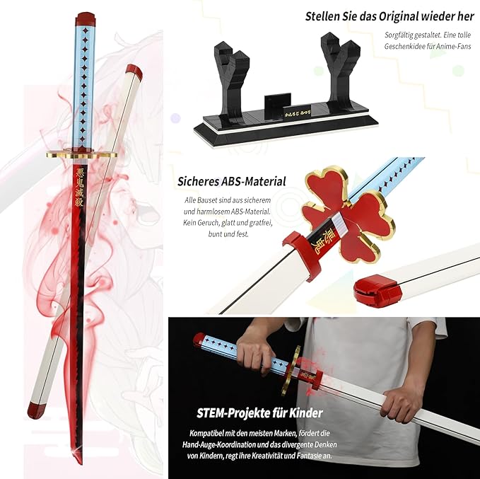 TOY PLAYER Demon Sword Toy Building Set Kanroji Mitsuri Sword with Scabbard and Stand Katana Building Set Gift for Anime Fans (956Pcs)