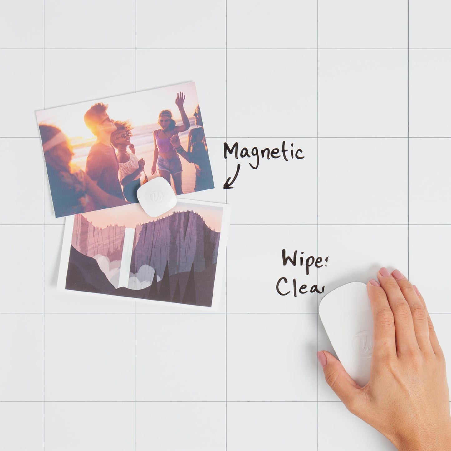 U Brands Square Magnetic Dry Erase Calendar Board, 14"x14", Frameless, includes Marker and Magnet