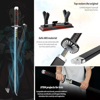 TOY PLAYER Kamado Tanjirou Sword Building Set Compatible with Lego Katana Building Block Set Gift for Adult