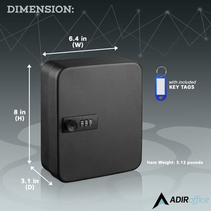 AdirOffice Steel Combination Lock Keys Cabinet Security Storage Box Organizer Holder Locked Key Box Wall Mount 30 Slots