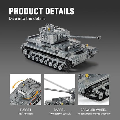 DAHONPA Panzer-Ⅳ Tank Army Building Block(1328 PCS)WW2 Military Historical Collection Model with Soldier FiguresToys Gifts for Kid and Adult.