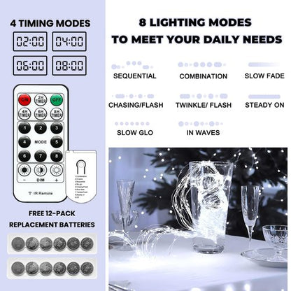 HXWEIYE 6 Pack White Fairy Lights Battery Operated with Remote & Timer, 7ft 20LED Mini String Lights Mason Jar Lights, Waterproof Firefly Starry Lights for DIY Wedding Bedroom Patio Christmas