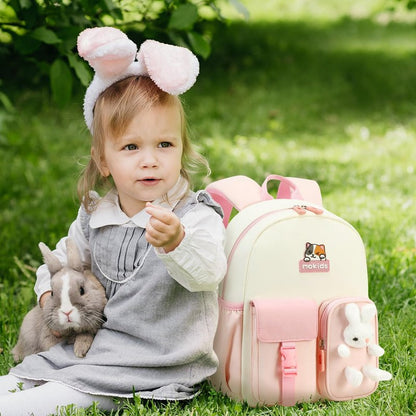 Cusangel Kids Backpack for 3-5 Ages Girls,12in Toddler Pink daypack for School,kindergarten Kids Backpack,Big capacity cute Cubby Bear shoulder bookbag with breast button