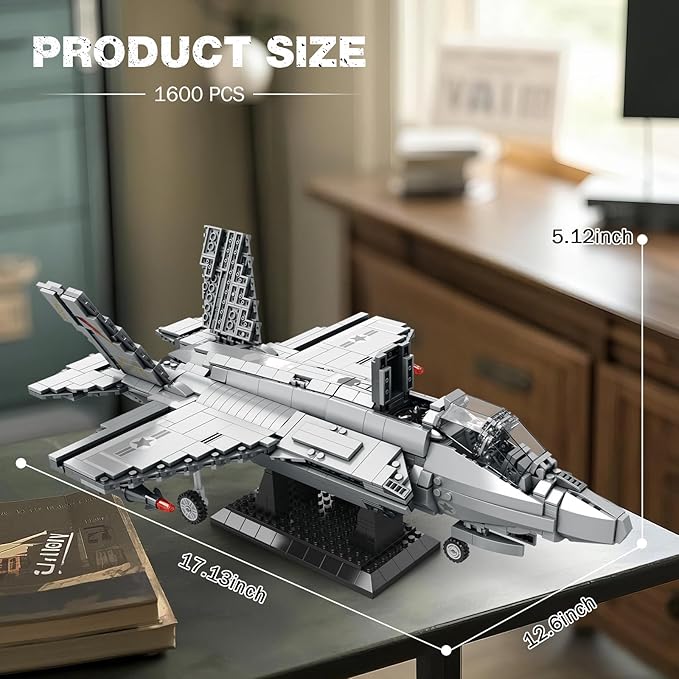 Reobrix Military Fighter Jet Building Set 33021 F-35 Lightning II Joint Strike Fighter Airplane Army Toy Sets Plane Toys Model for Adult Ideal Gifts for Men Military Fans