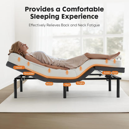 Sweetcrispy Adjustable Bed Frame - Ergonomic Electric Base with Wireless Remote & USB Ports | Twin XL Size