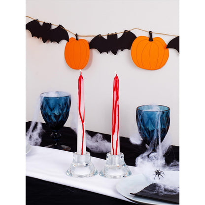 CANDWAX 8 inch Blood White Taper Candles Set of 4 - Smokeless Dripless Scentless Candlesticks - Perfect as Halloween Décor and as Household Dinner Table Centerpiece Candle Sticks