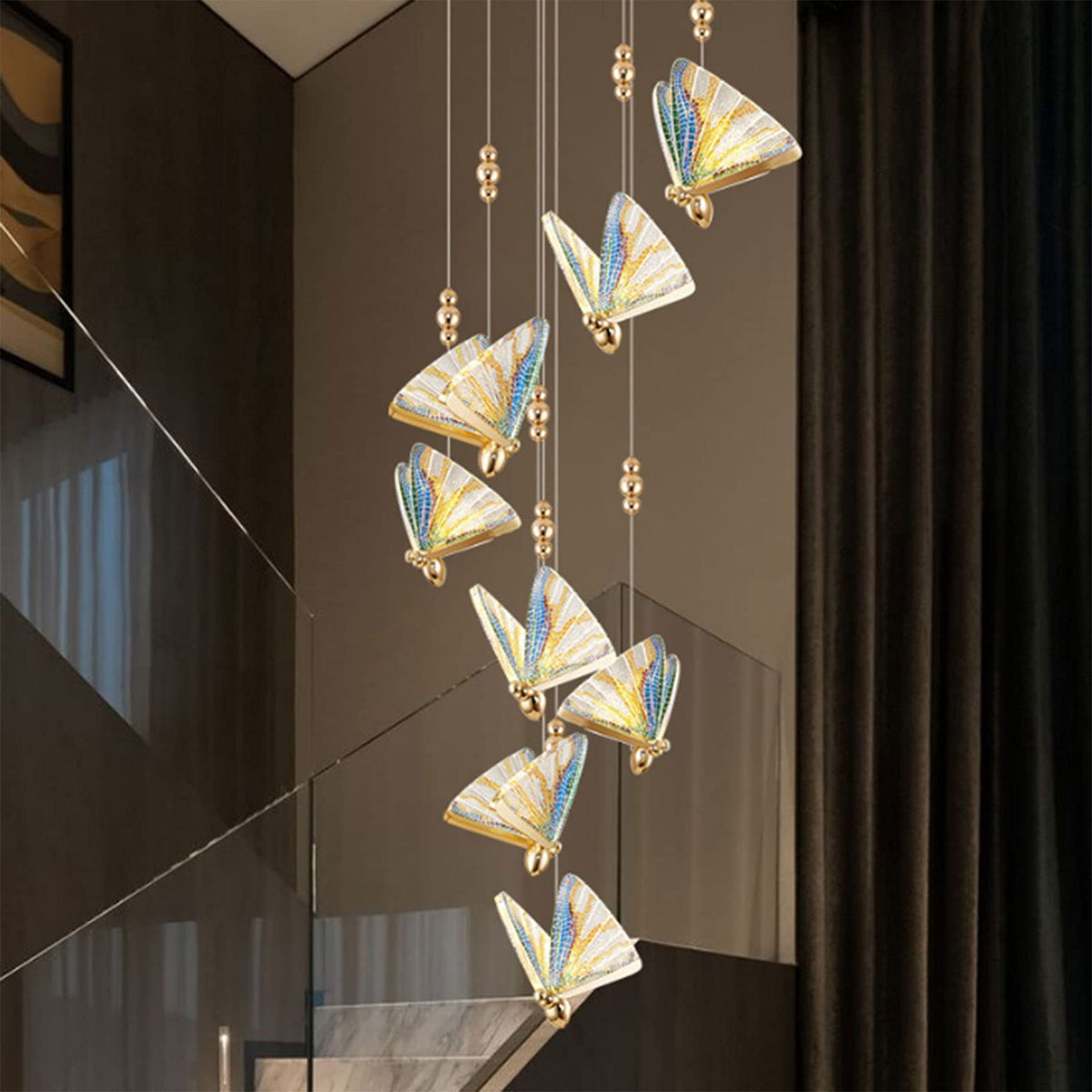 Chandelier, Chandelier Ceiling Lamp Modern LED Pendant Lamp Glass Hanging Lamp Living Bedroom Decoration Lighting Fixtures Butterfly Chandelier Fancy Bar Indoor Lamp Pendant Light Home Decor Lamp(Colo