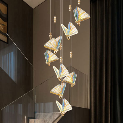 Chandelier, Chandelier Ceiling Lamp Modern LED Pendant Lamp Glass Hanging Lamp Living Bedroom Decoration Lighting Fixtures Butterfly Chandelier Fancy Bar Indoor Lamp Pendant Light Home Decor Lamp(Colo