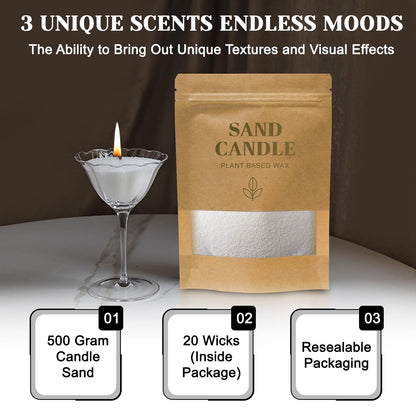 Gkweres Candle Sand with Wicks, 1.1LB Pearled Candle, DIY Bead Powder Sand Wax Making kit Included 20 Pcs Wicks, Refillable, for Handmade, Wedding and Party Decorations (Lavender Forest)