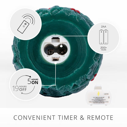 Luminara - Flameless Holiday Crystal Beads Glitter Sphere Candle - Chalky Green - Pack of 1-4x4.25 - Auto Timer Built-in 5-Hour Timer Indoor Use
