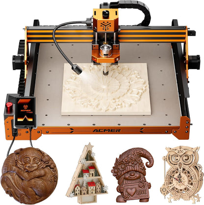 CNC Router Machine,ACMER Ascarva 4S CNC Milling Machine,70W 24V Spindle Power,15.7” x 15.7” x 3.7”,120W Whole Machine Power for Wood Plastic Acrylic MDF Carving Cutting