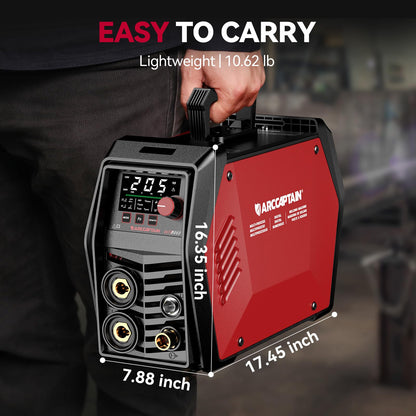 ARCCAPTAIN iControl TIG 205 Pro, 5 In 1 Cold Spot Stick/TIG Welder, 120V/240V Welding Machine with Large LED Display, 2T/4T, Hot start, Arc Force and Anti-stick