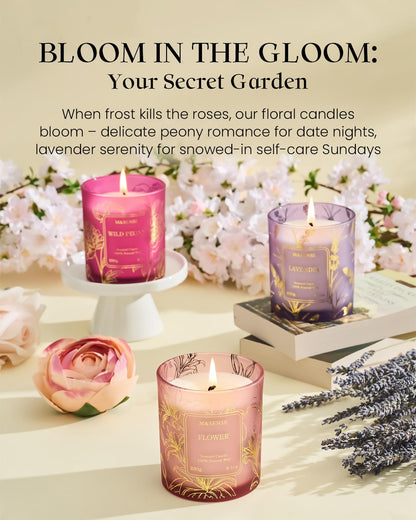 M&SENSE Floral Scented Natural Soy Candles, Romantic Flower Stress Relief Aromatherapy Candle for Women, 8.1oz 42-Hour Non Toxic Natural Candle Gifts for Women