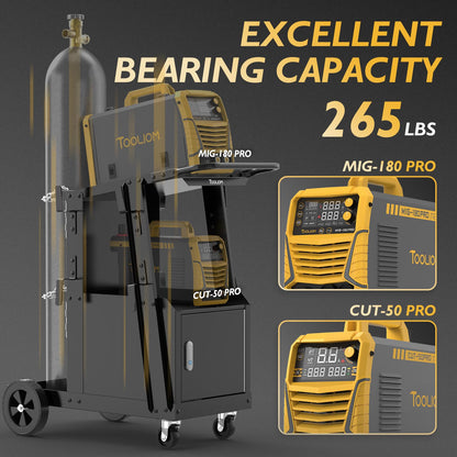TOOLIOM Welder Cart & Welding Trolley for MIG/TIG/Stick Welders & Plasma Cutters Heavy Duty, Large Capacity Lockable Cabinet & 360 Swivel Wheels