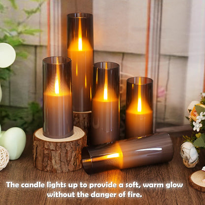 kakoya Flameless LED Candles Upgraded Realistic Flickering Flame,7Pcs Battery Operated Candles with Remote Timers,LED Pillar Candles for Home Decor,Christmas,and Parties（Grey）