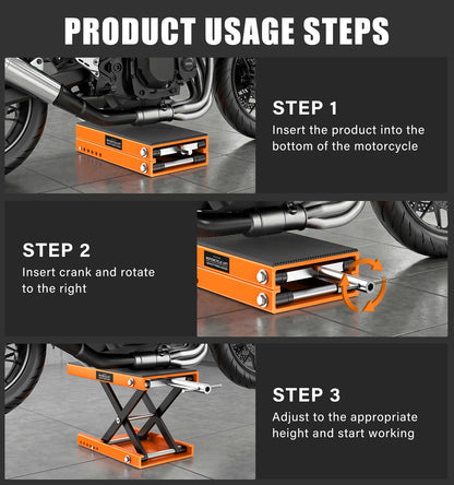 HUGOASIS 500KG Heavy Duty Motorcycle Scissor Lift, 150% Capacity 85mm-350mm Lift Range, Portable Maintenance Lift Table for Motorcycle, ATV, Scooter, Dirt Bike, with Optional Accessories
