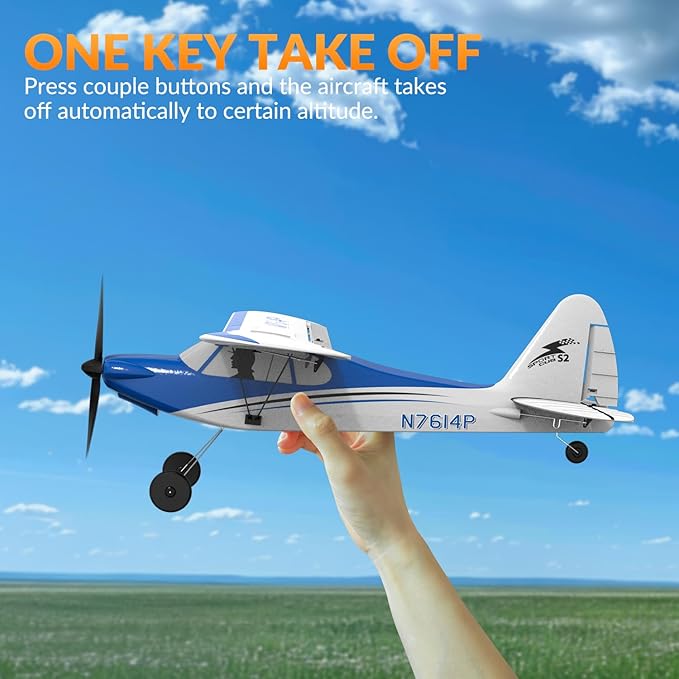 VOLANTEXRC RC Plane Trainer Sport Cub 4CH Remote Control Airplane with Prop Saver 6-Axis Gyro Stabilizer &amp 3 Modes to Fly Radio Controlled Aircraft RTF for Beginners &amp Adults (500mmBlue)