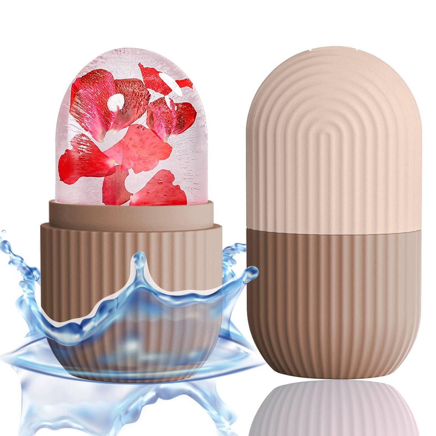 XHJRI Ice Cube Roller Massager for Face, Eyes and Neck Naturally Conditioning and Skin Care,De-Puff Eye Bags,Reduce Migraine Pain,Reusable Massage Silicone Ice Mold (Pink)