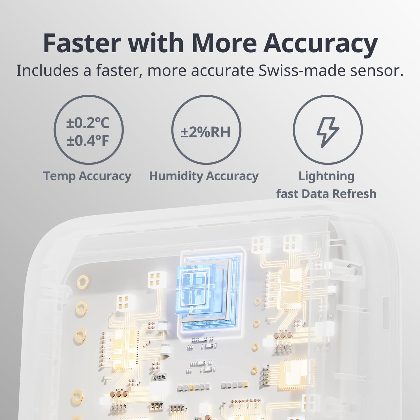 SwitchBot Thermometer Hygrometer, Bluetooth Indoor Humidity Meter for Home, Temperature Sensor with App Control, Large LCD Display, Notification Alerts, 2-Year Data Storage Export