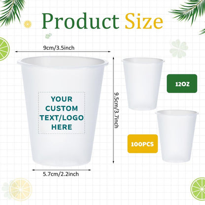 Jingmore 100 Pcs 12 oz Clear Frosted Plastic Cups Bulk for Wedding Stadium Blank Plastic Drinking Frosted Cups Disposable Party Tumblers for Wedding Painting Stadium Events Marketing (White)