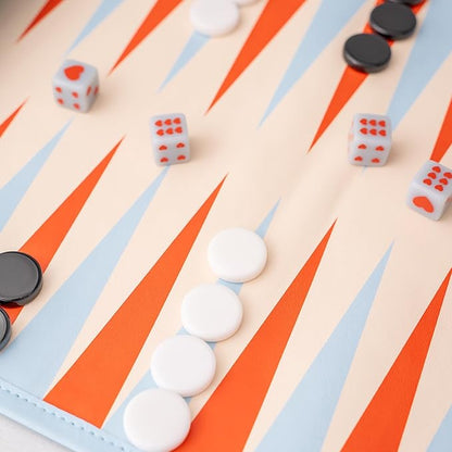 ban.do Cute Travel Games 3 in 1 Board Games for Adults Checkers Backgammon Leatherette Activity Roll Checkered