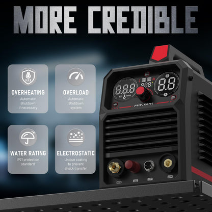 YESWELDER CUT-55DS Plasma Cutter, 55Amp Non-Touch Pilot Arc Air Power, Large Digital Display 110/220V Dual Voltage IGBT Inverter Plasma Cutting Machine with ETL Approved