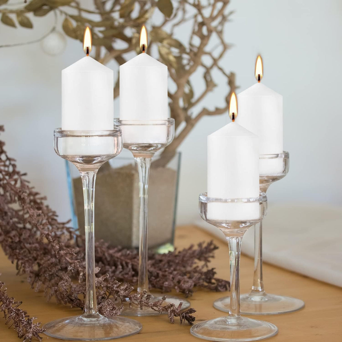 YOROXRG 2"x4" High White Pillar Candles, Set of 20 Unscented. Bulk Buy. Ideal for Halloween, Wedding, Emergency Lanterns, Household, Wedding and Home Décor Candlesticks