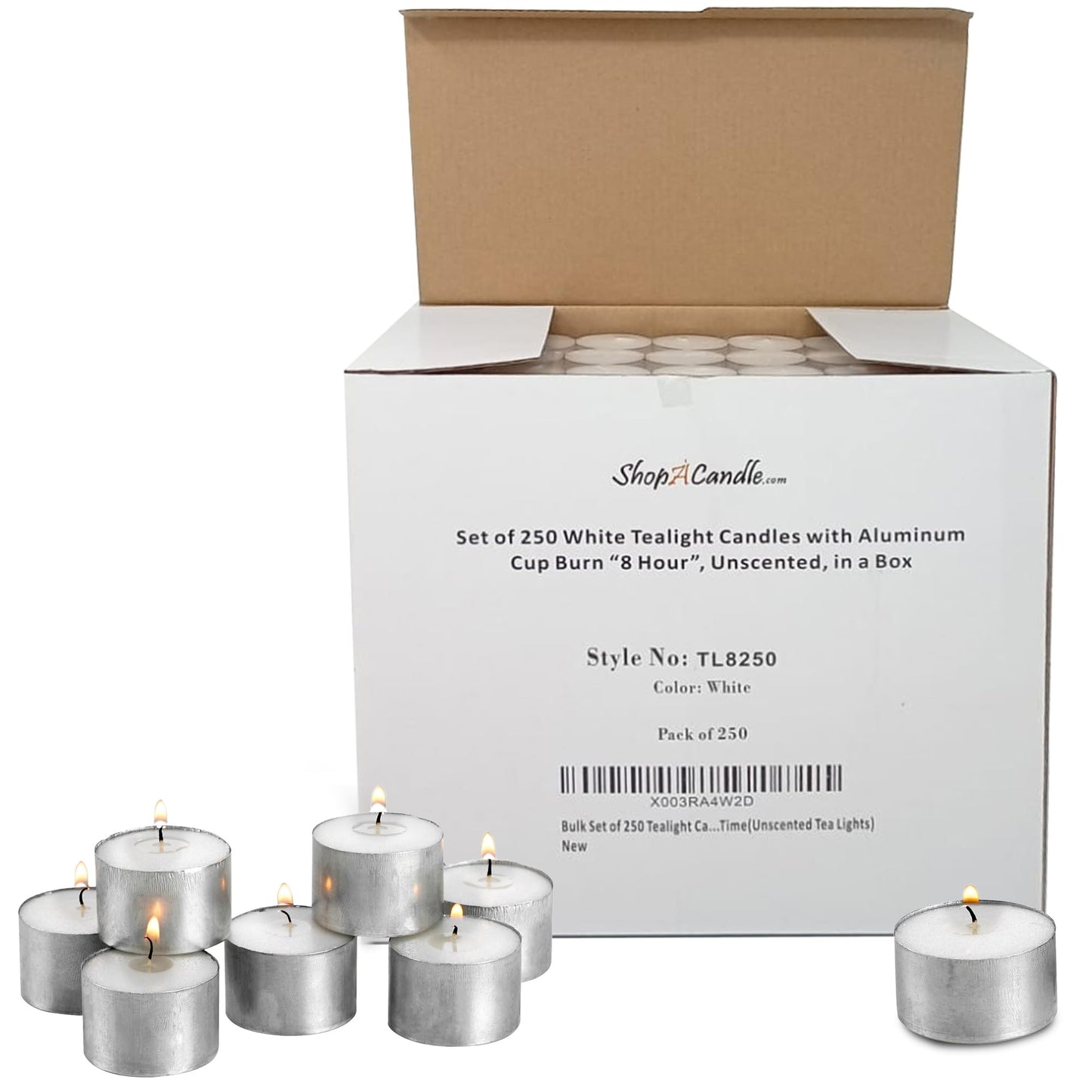 Tea Light Candles in Metal Cups - 8 Hours Clean, Long Burning White Unscented - 250 Votive Candles Bulk for Romantic Dinner, Wedding, Spa & Hotels by PARNOO