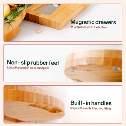 Charcuterie Boards, Thereye Cheese Board with Knife Set, Bamboo Charcuterie Board Set-𝐂𝐡𝐫𝐢𝐬𝐭𝐦𝐚𝐬 𝐆𝐢𝐟𝐭, Housewarming Gift, Wedding Gift