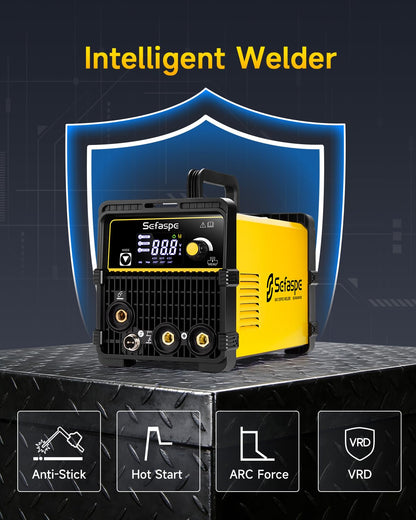135A MIG Welder,110V 3-in-1 Flux Core Gasless MIG/Stick/Lift TIG Welding Machine with Synergic Control, Large LED Display, VRD Safety, Portable IGBT Inverter Welder for Beginners, DIY & Home Repair