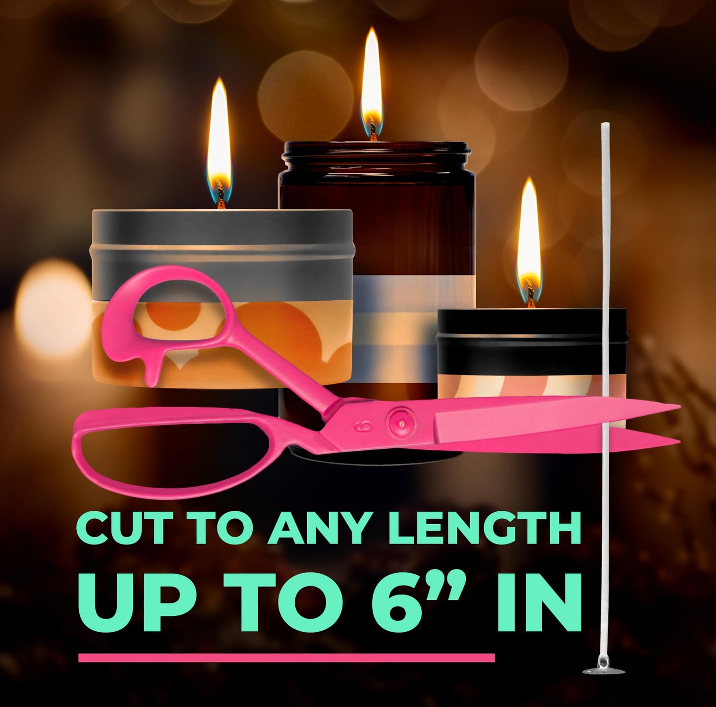 VViViD Candle Wicks, 120 pcs 6" Pre Waxed and Candle Wick Holders 25 pcs Bundle - M0