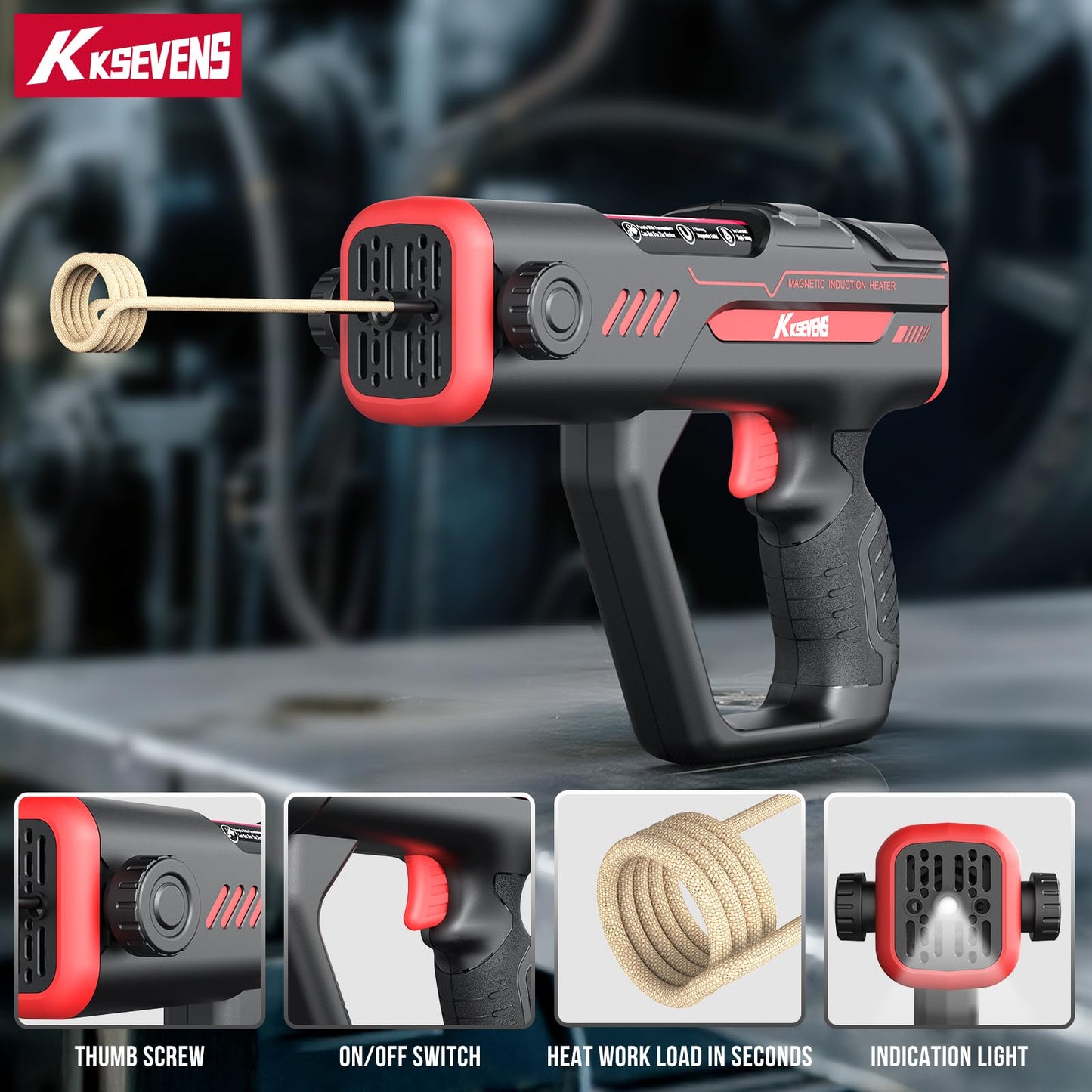 Induction Heater Bolt Removal,1600W 110V Handheld Magnetic Induction Heater Tool with 12 Coils for Rusty Screw Removing,Red